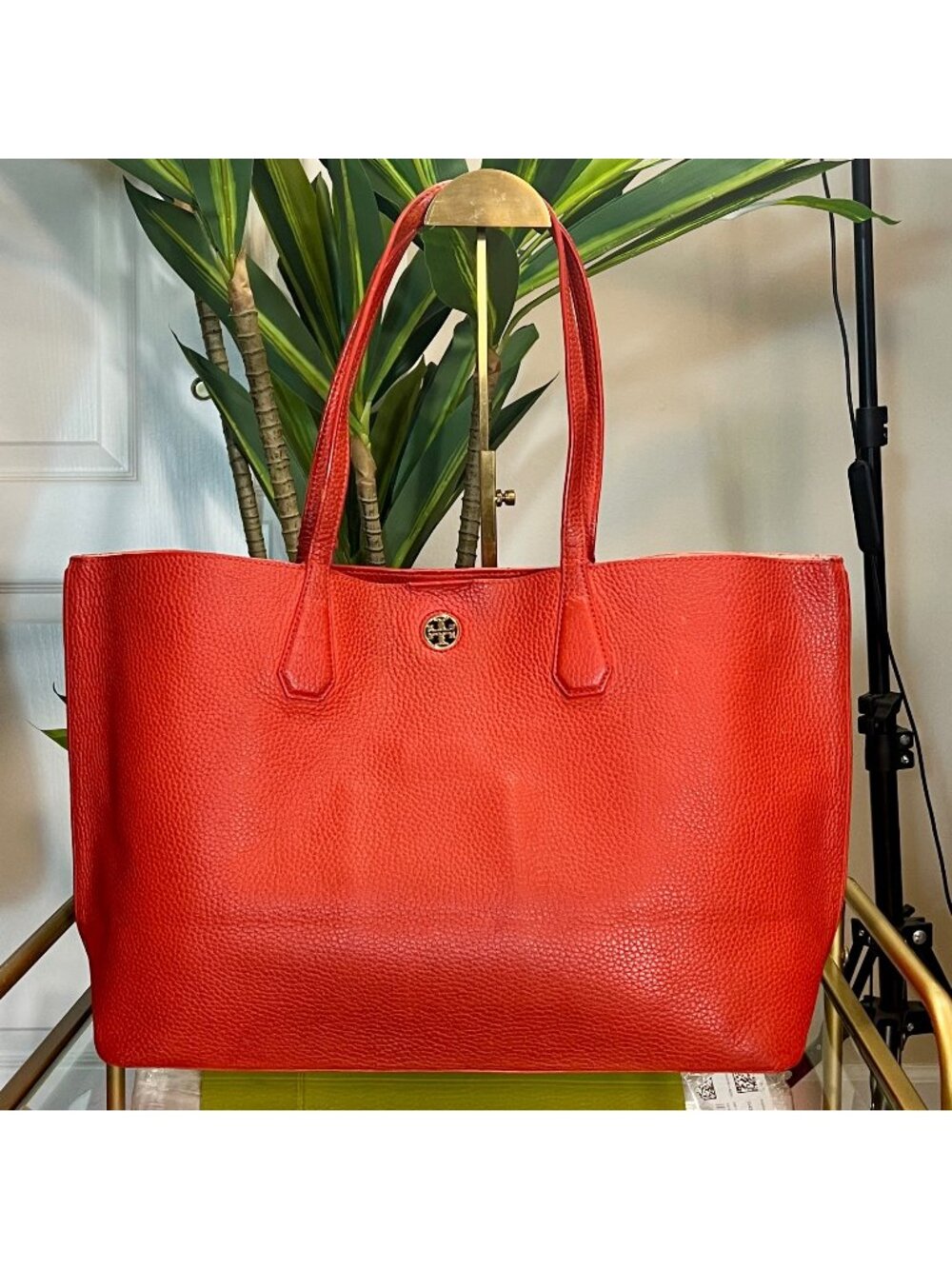 Authentic Tory Burch Orangish Red Robinson Shoulder Bag